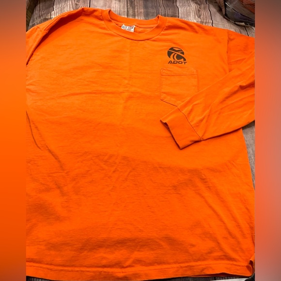 Bayside USA-Made Long Sleeve T-Shirt with a Pocket - Orange, - Picture 7 of 11